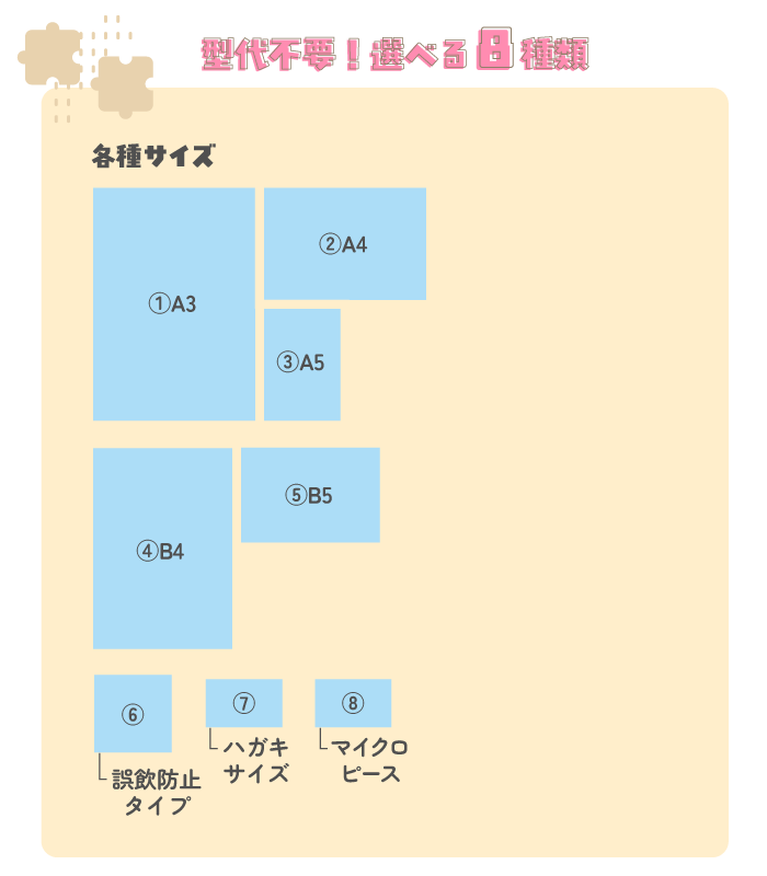 パズルのサイズ一覧